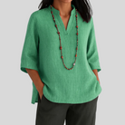 Clothing > Blouses : Nicia | Airy and Comfortable Summer Blouse in Green van DUUWE