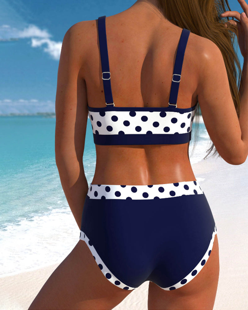 Hannah | Eleganter Patchwork-Hochschnitt-Bikini mit Erdtupfeln für einen trendigen Sommerlook - Roborro