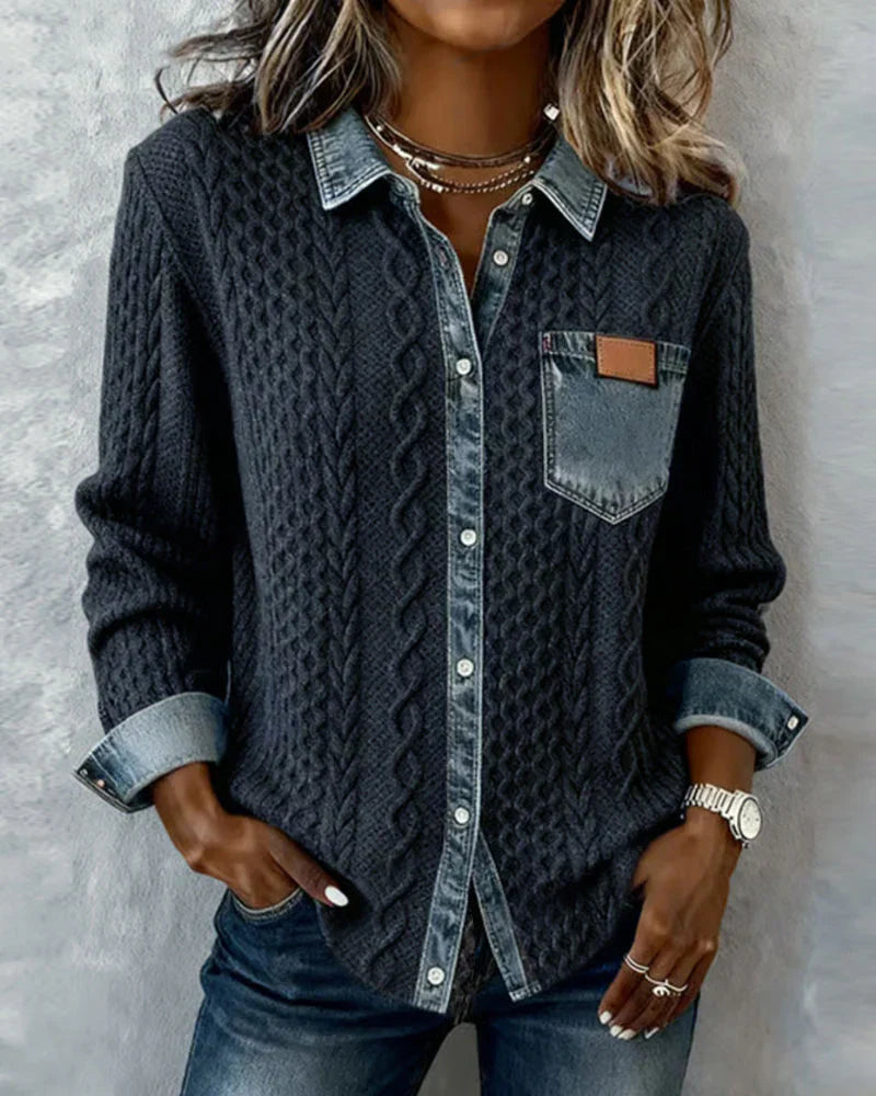 Denim Patchwork Shirt - Boho-Chic Style with Crafted Details