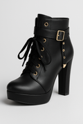 Women's Ankle Boots with a High Heel and Refined Laces