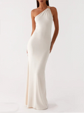 Women's Asymmetric dress with metal loop and elegant tie on one