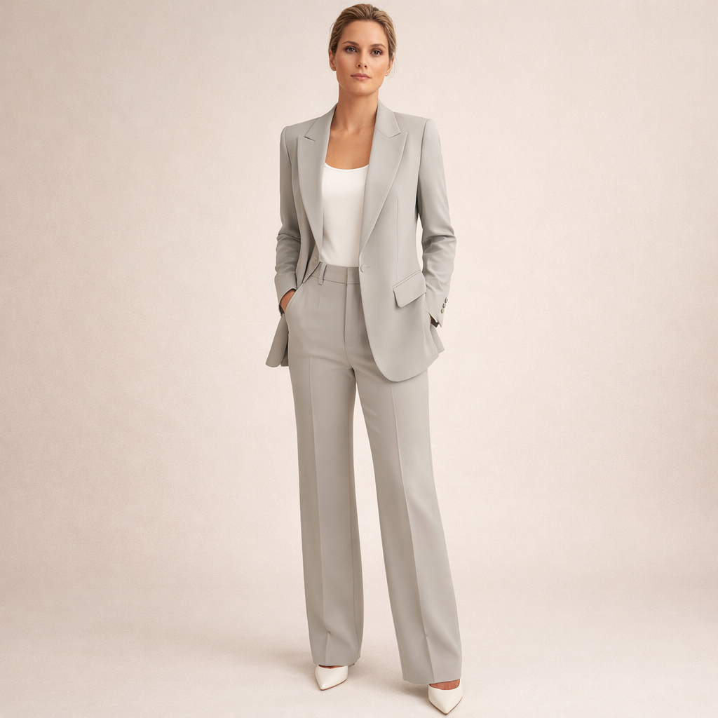 : Vanessa™ | Elegant suit set with flared trousers in Gray van Paper Favor