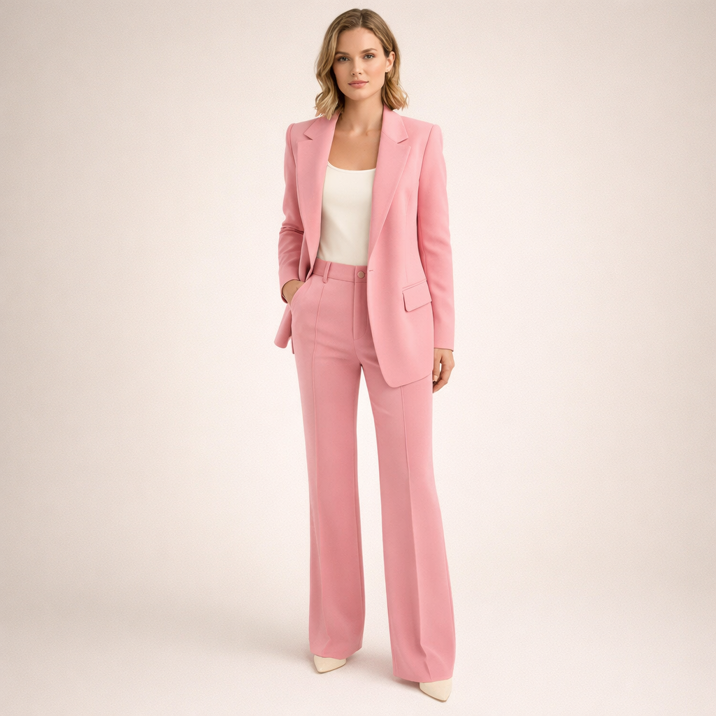 : Vanessa™ | Elegant suit set with flared trousers in Pink van Paper Favor