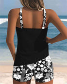 Colette | Schlanker Tanktop-Badeanzug mit einem bedruckten Boxer-Set