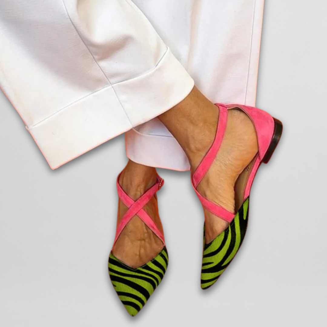 : Fern - Ballet Flats with Straps in Green van Paper Favor
