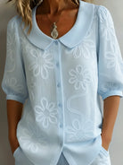 Clothing > Blouses : Kayleigh | Light floral blouse natural elegance in Blue van Cow Clothing