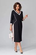 Women's Elegant V-Neck Dress - Timeless Chic for Any Occasion