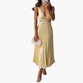 Women's Elegant Pleated Neckline Dress