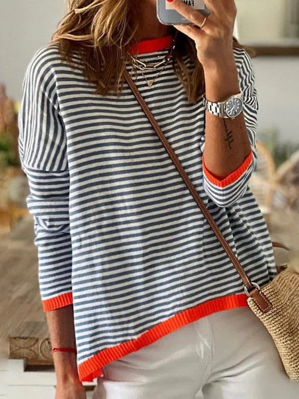 Pull : Sophie - Striped Long Sleeve Top in White van Paper Favor