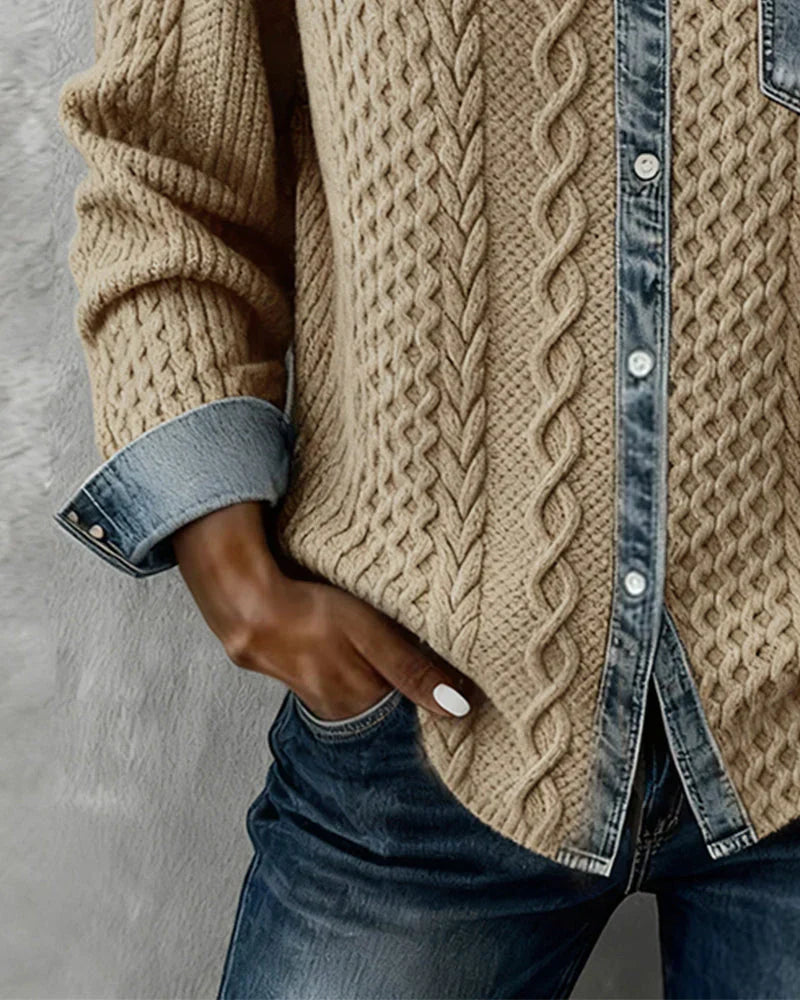 Denim Patchwork Shirt - Boho-Chic Style with Crafted Details