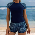 Women's Flattering Short-Sleeved Two-Piece Bikini Set