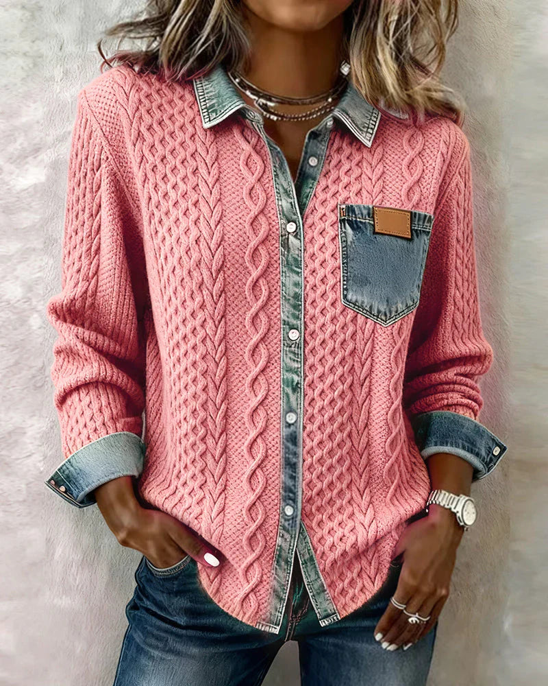 Denim Patchwork Shirt - Boho-Chic Style with Crafted Details