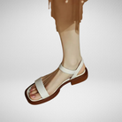 Shoes > Sandals : Evelyn | Sophisticated Flat Sandals in White van Cow Clothing