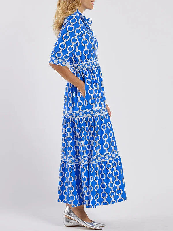 Dress : HAZEL | Chain Link Midi Dress in van Paper Favor