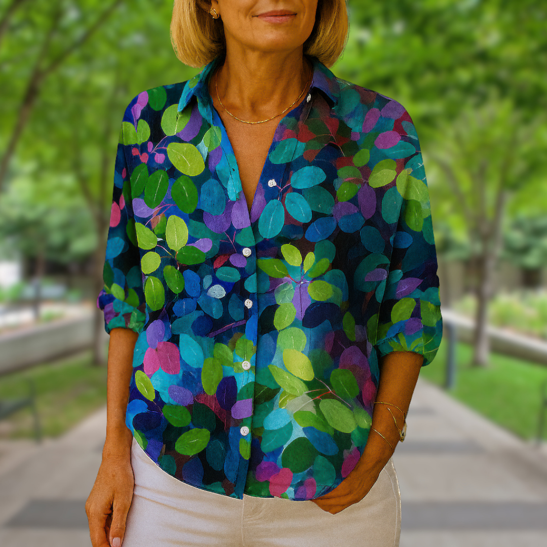 Blouse : Catalina Vibrant Artistic Print in Urban Spectrum van Paper Favor