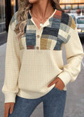 Women's Linora Patchwork Knit with Buttons - Cozy, Textured Knitwear