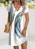 Women's Sophie White Ombre Short V-Neck Dress - Chic Gradient Mini