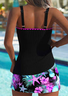 Tankini-Set mit Magnolienblatt-Print