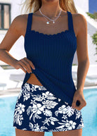Tankini-Set mit Magnolienblatt-Print