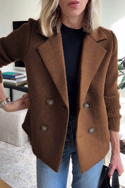: TASHA CASUAL BLAZER COAT in Dark Brown van Paper Favor