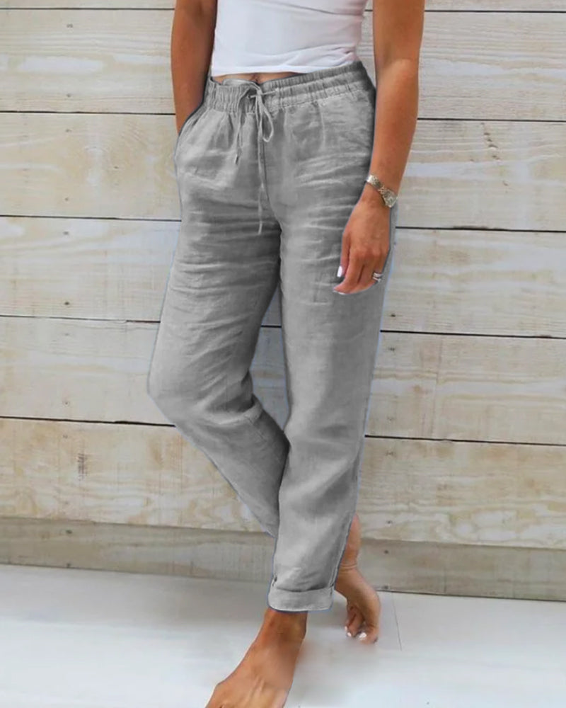 Serena - Relaxed Linen Trousers - Alurea & Co.