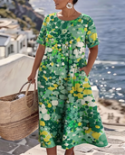 Dresses : ELENA™ - ELEGANT FLORAL SUMMER MIDI DRESS in van Paper Favor
