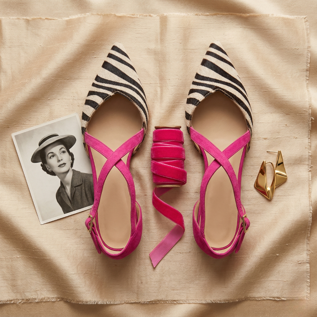 : Fern - Ballet Flats with Straps in van Paper Favor