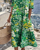 Dresses : ELENA™ - ELEGANT FLORAL SUMMER MIDI DRESS in van Paper Favor
