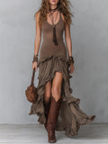 Women's Urban Nomad Shiny Knitted Maxi Dress with High-Low Hem