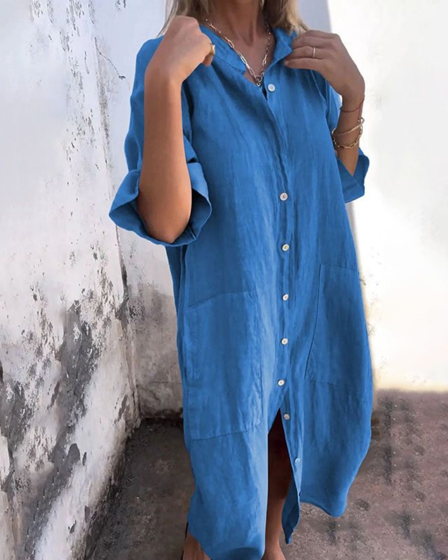 Meiva – Cotton-Linen Shirt Dress, Long, Breathable and Effortless Style