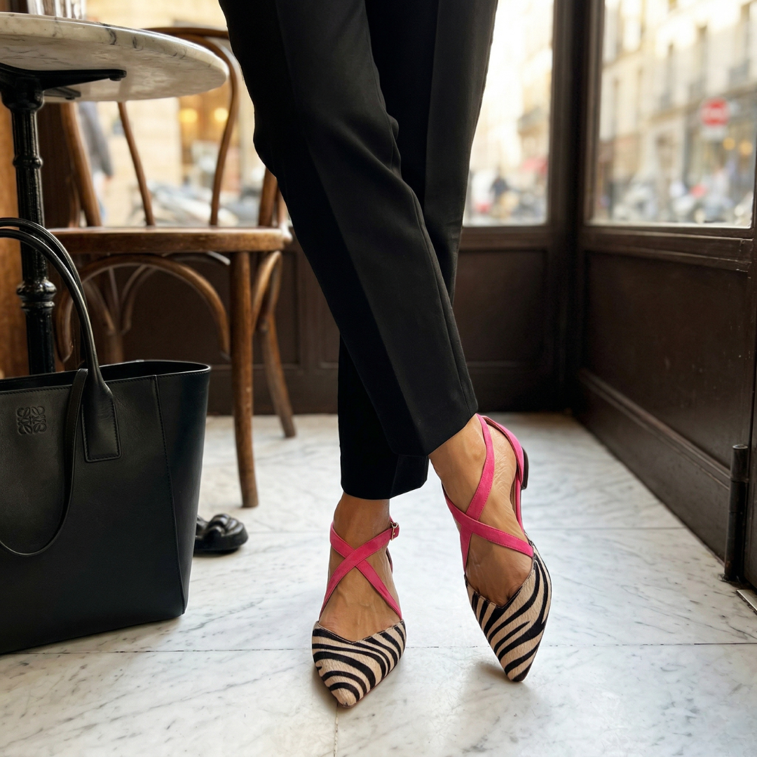 : Fern - Ballet Flats with Straps in van Paper Favor