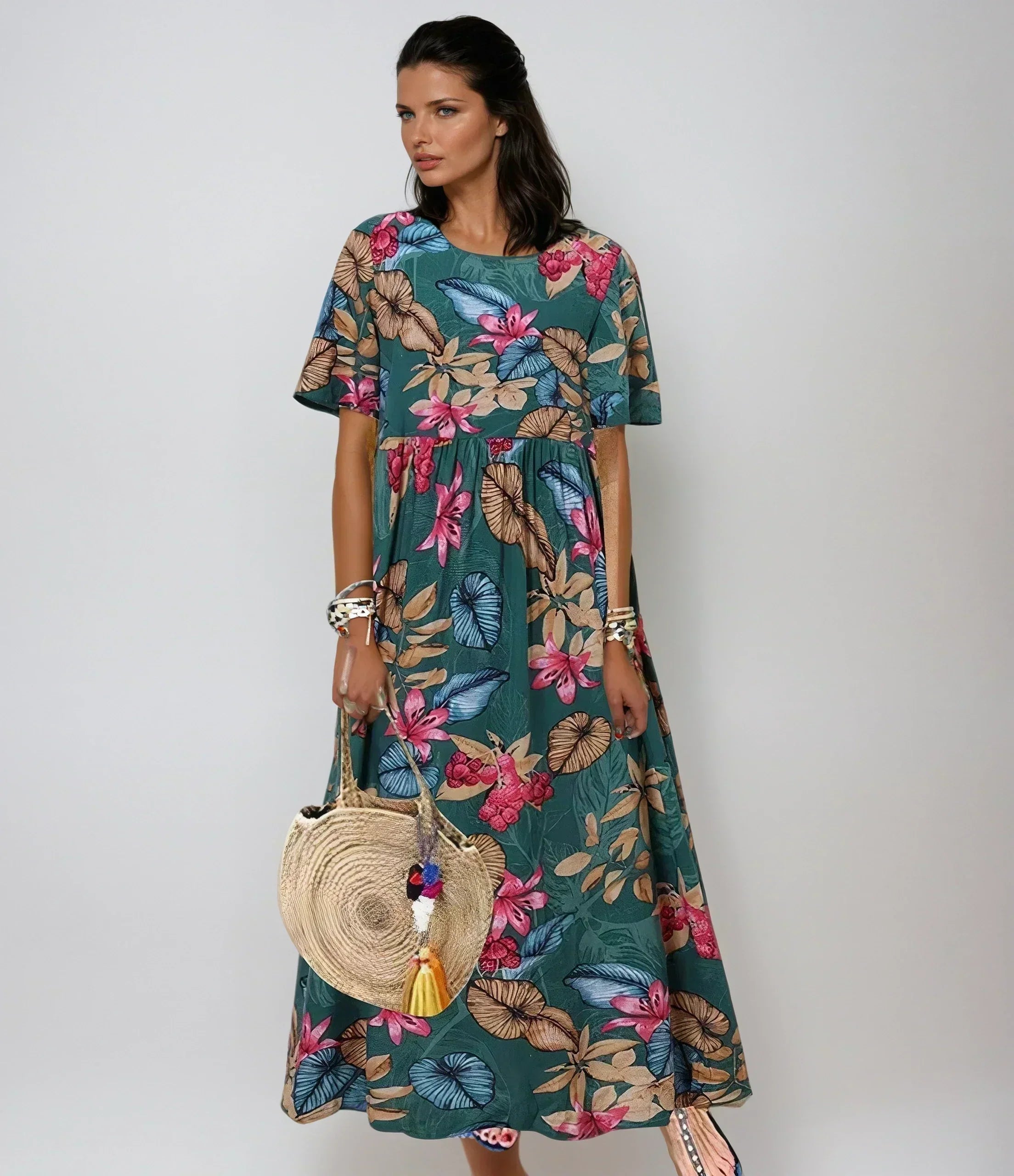 Dress : Piper | Graceful Summer Bloom in Green van Paper Favor