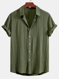 Crinkled-Textured Button-Up Shirt