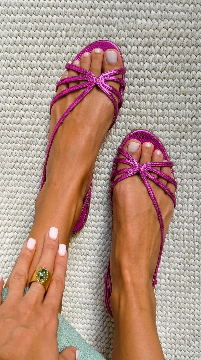 Shoes > Sandals : Serafina | Golden Sandals Summer Essence in Purple van Paper Favor