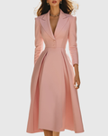 Women's Sophisticated Pleated Blazer Midi Dress