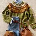 Women's Elegant Vintage Knit Sweater — Timeless Style & Cozy Warmth