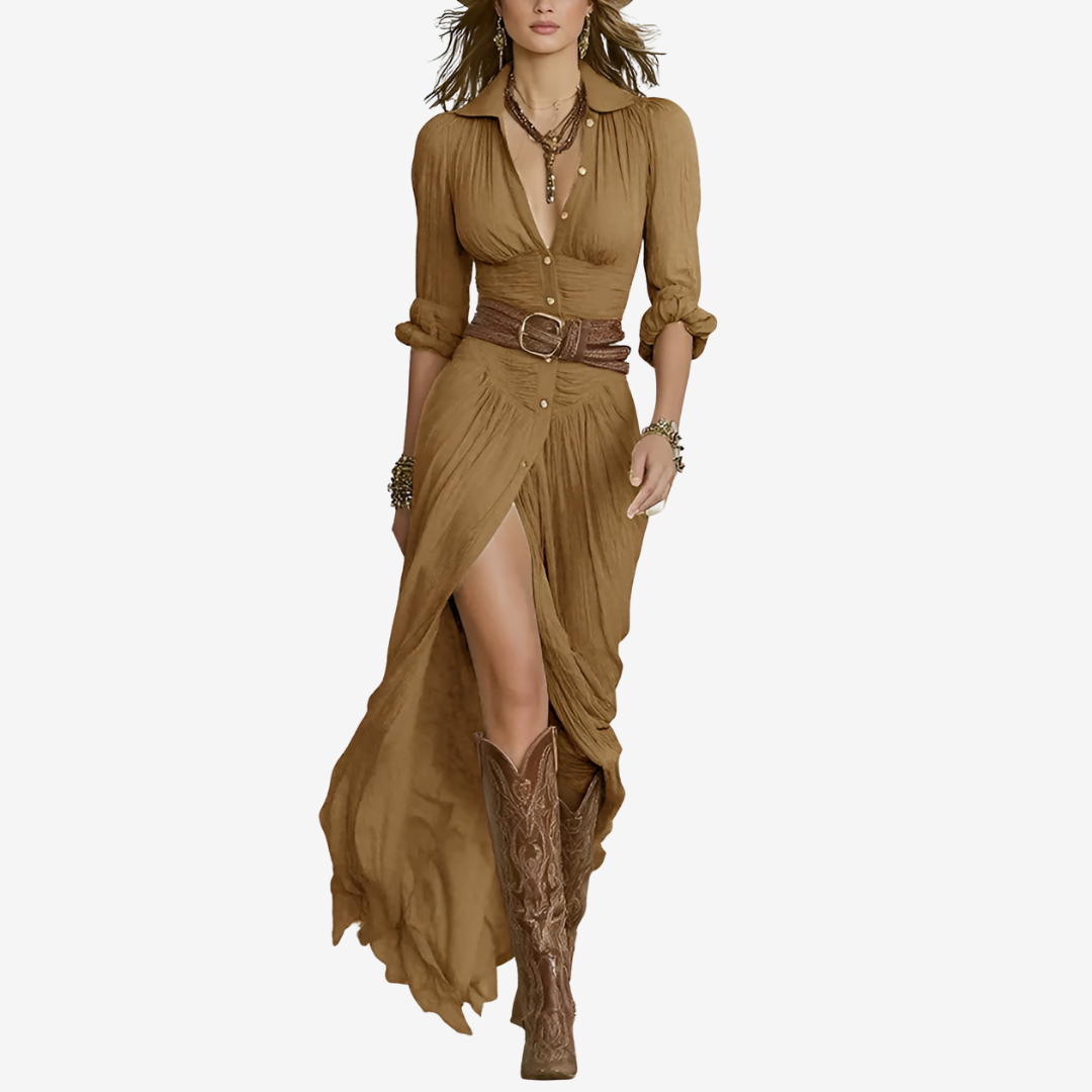 Women's Belted Maxi Dress – Effortless Elegance