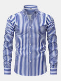 Men's Classic Striped Long-Sleeve Button-Up Shirt