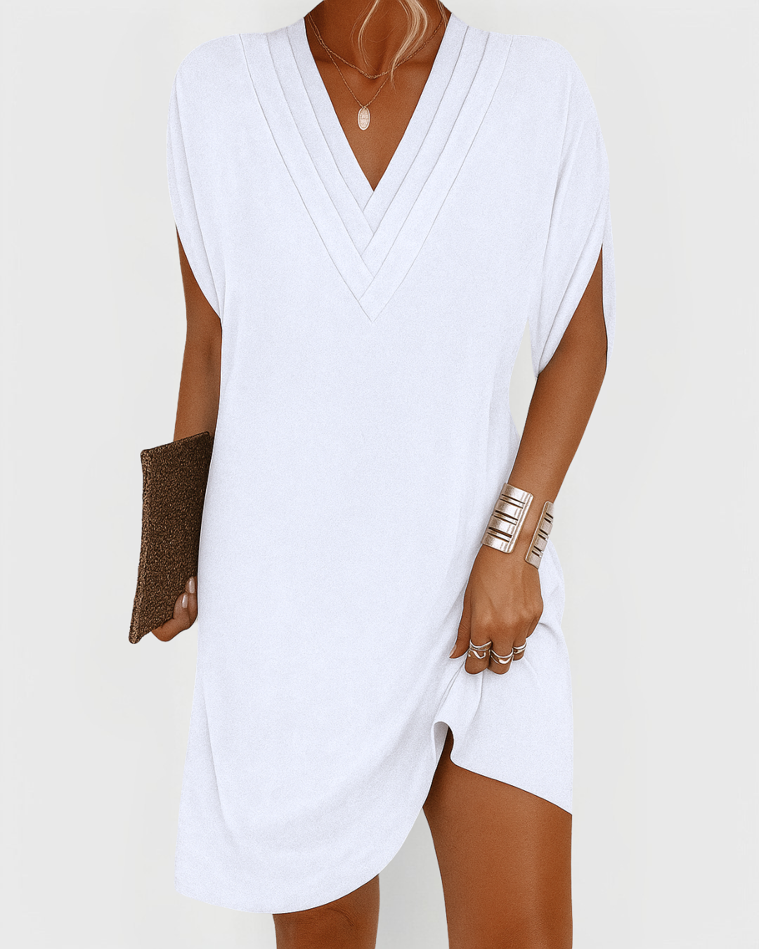 Rachel| V-Neck Casual Mini Dress — Effortless Everyday Chic