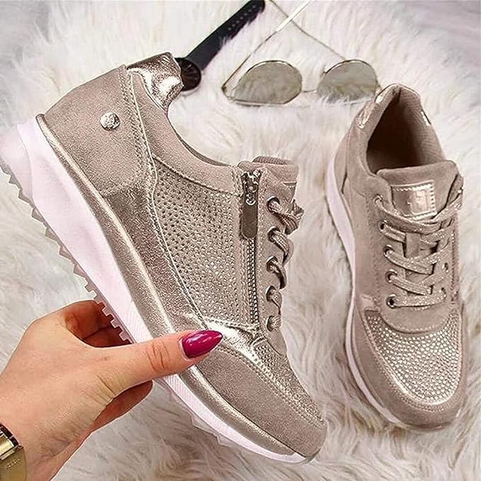 : Ginette - Zip-Up Orthopedic Sneakers in van Paper Favor
