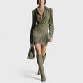 Women's Elegant suede dress with chic fringe detailing