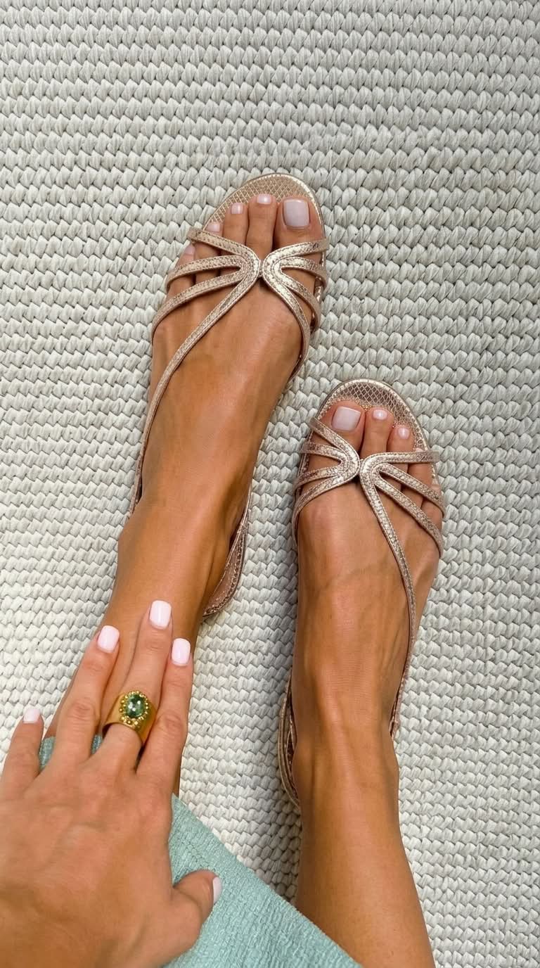Shoes > Sandals : Serafina | Golden Sandals Summer Essence in Beige van Paper Favor