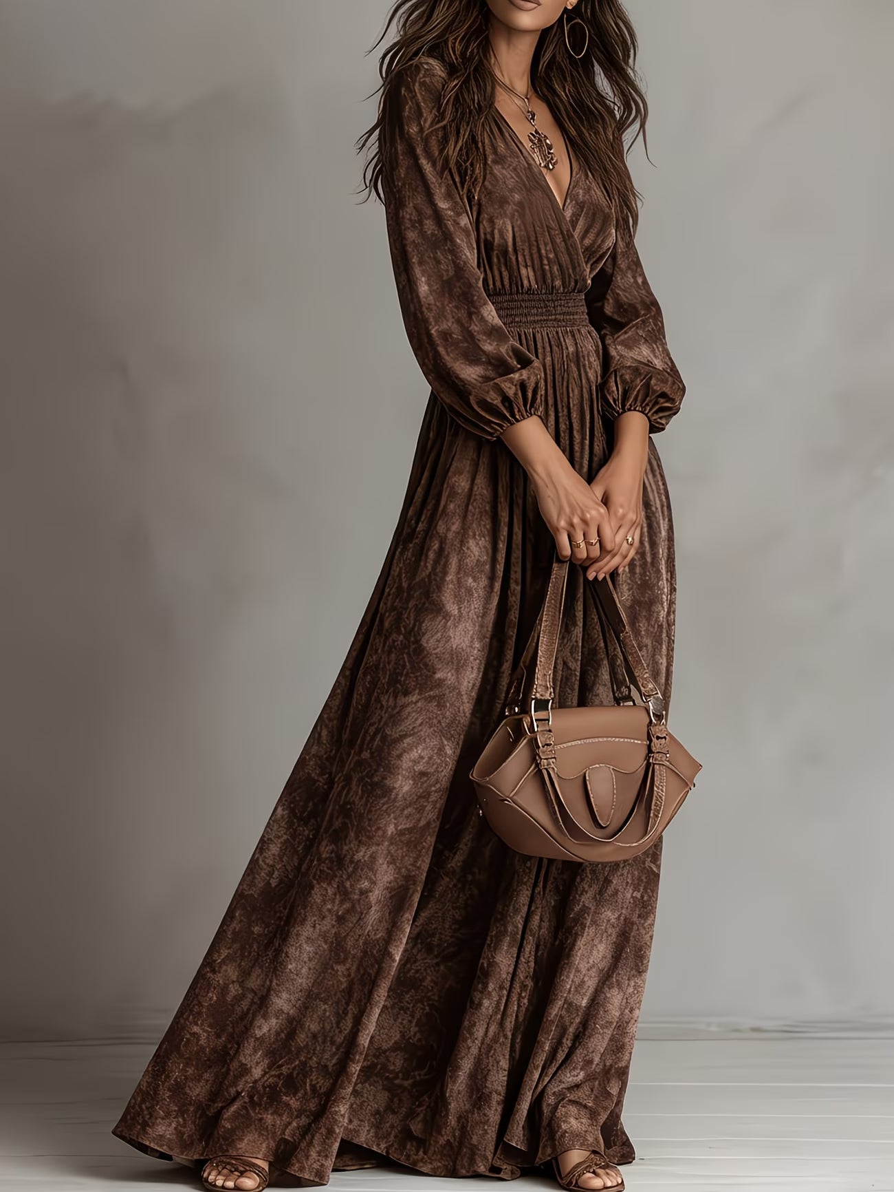 Dresses : Charlotte | Long Sleeve Flared Dress in van Paper Favor