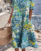Dresses : ELENA™ - ELEGANT FLORAL SUMMER MIDI DRESS in van Paper Favor
