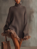 Women's Elegant Ruffled Knit Dress