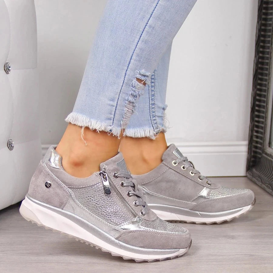 : Ginette - Zip-Up Orthopedic Sneakers in Grey van Paper Favor