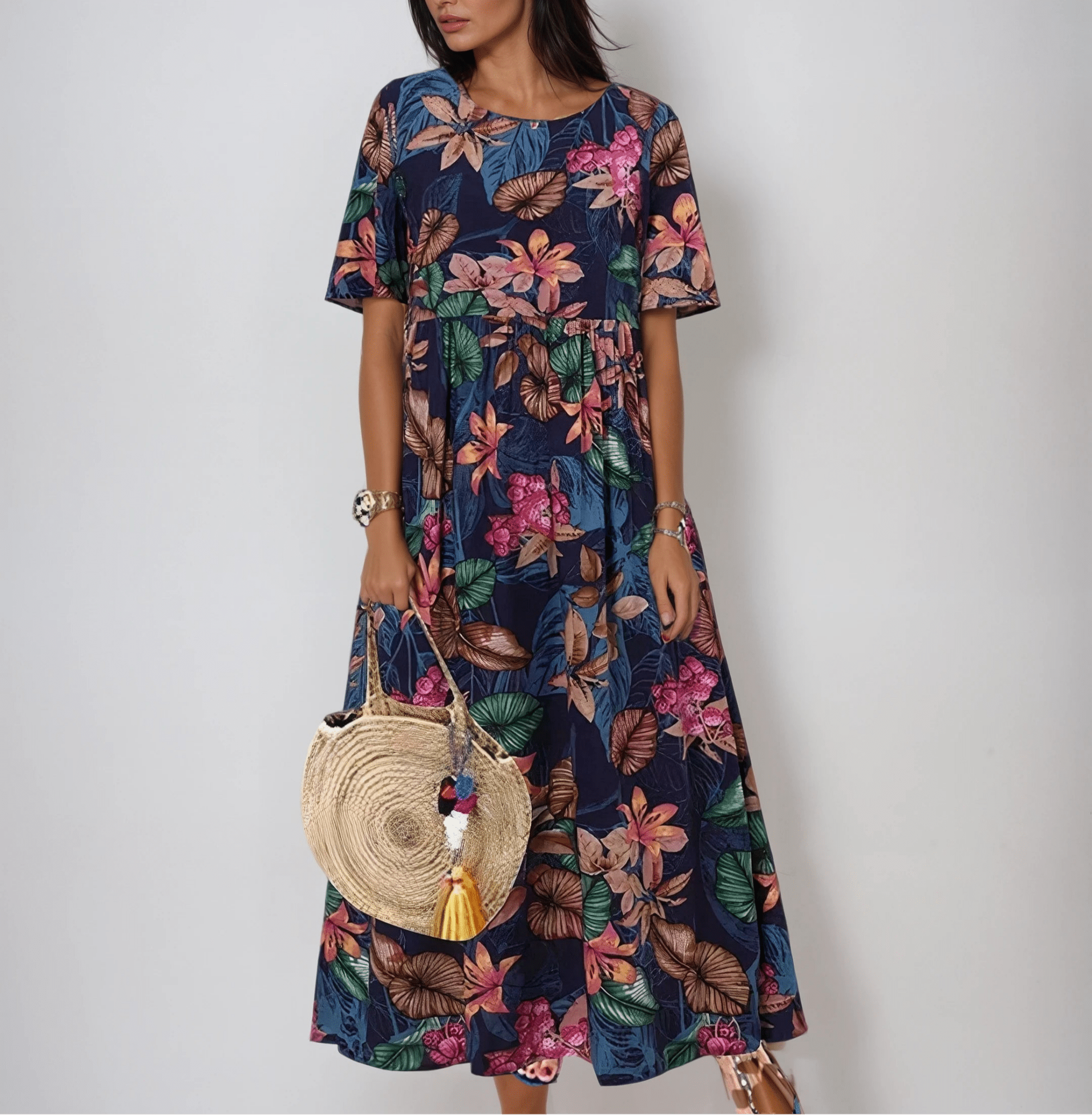 Dress : Piper | Graceful Summer Bloom in Blue van Paper Favor