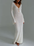 Women's Elegant Long Sleeve Dress with Open Back for Shoulder Covering