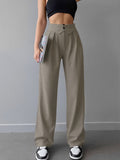 Women's Street Fold-Over Waistband Pants - Sleek, Comfortable