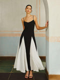 Women's Elegant Color Block Spaghetti Strap